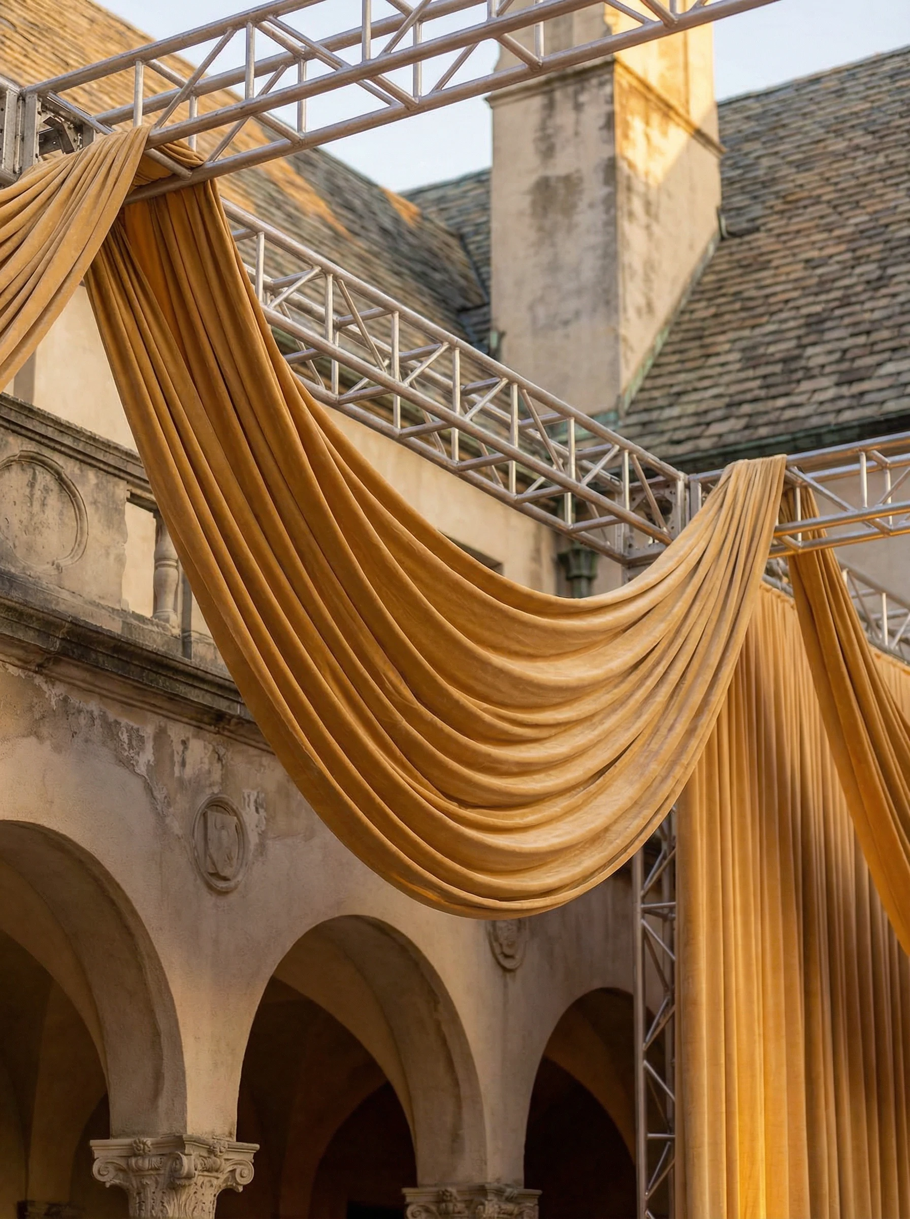Chateau Marmont Gala — event drapery installation detail 3