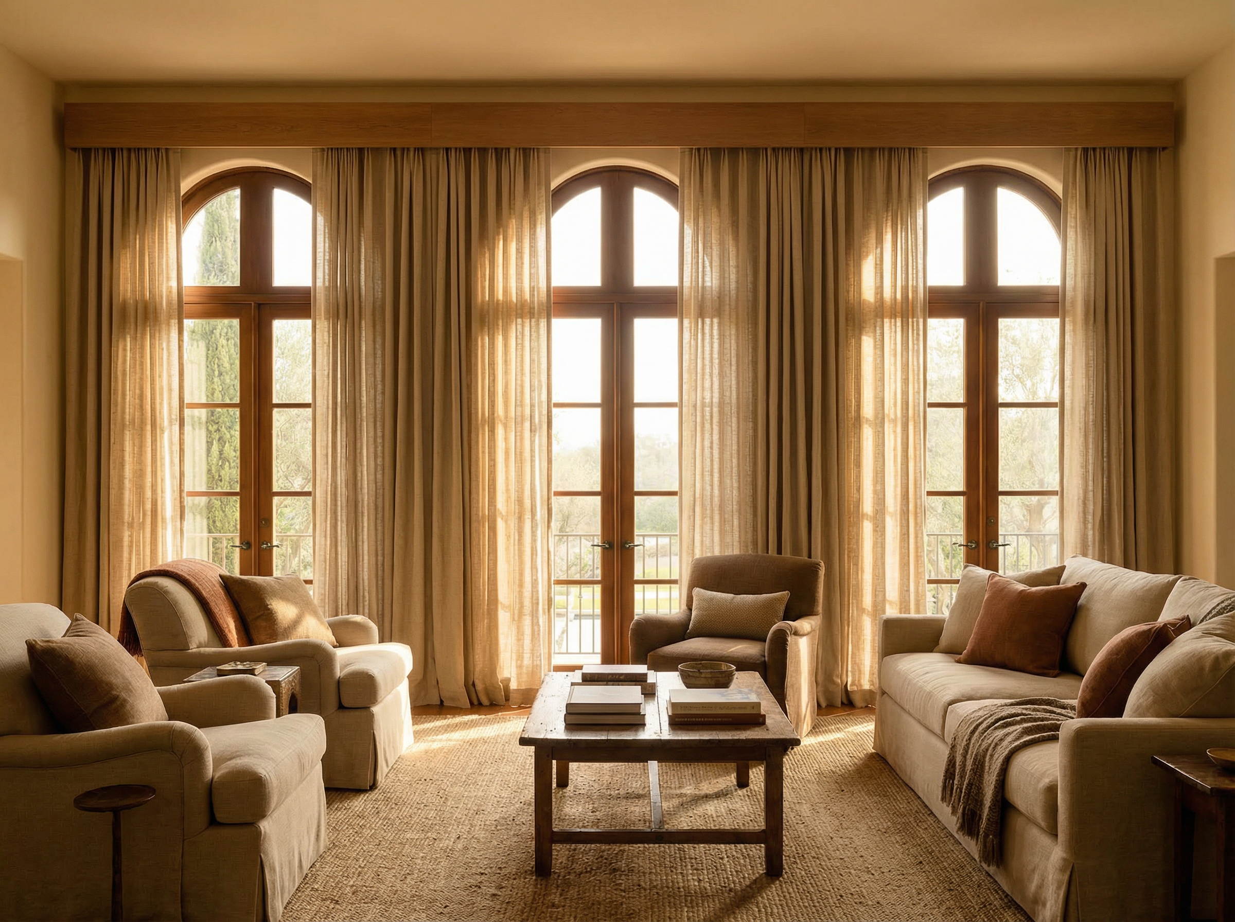 Montecito Estate — residential drapery installation detail 2