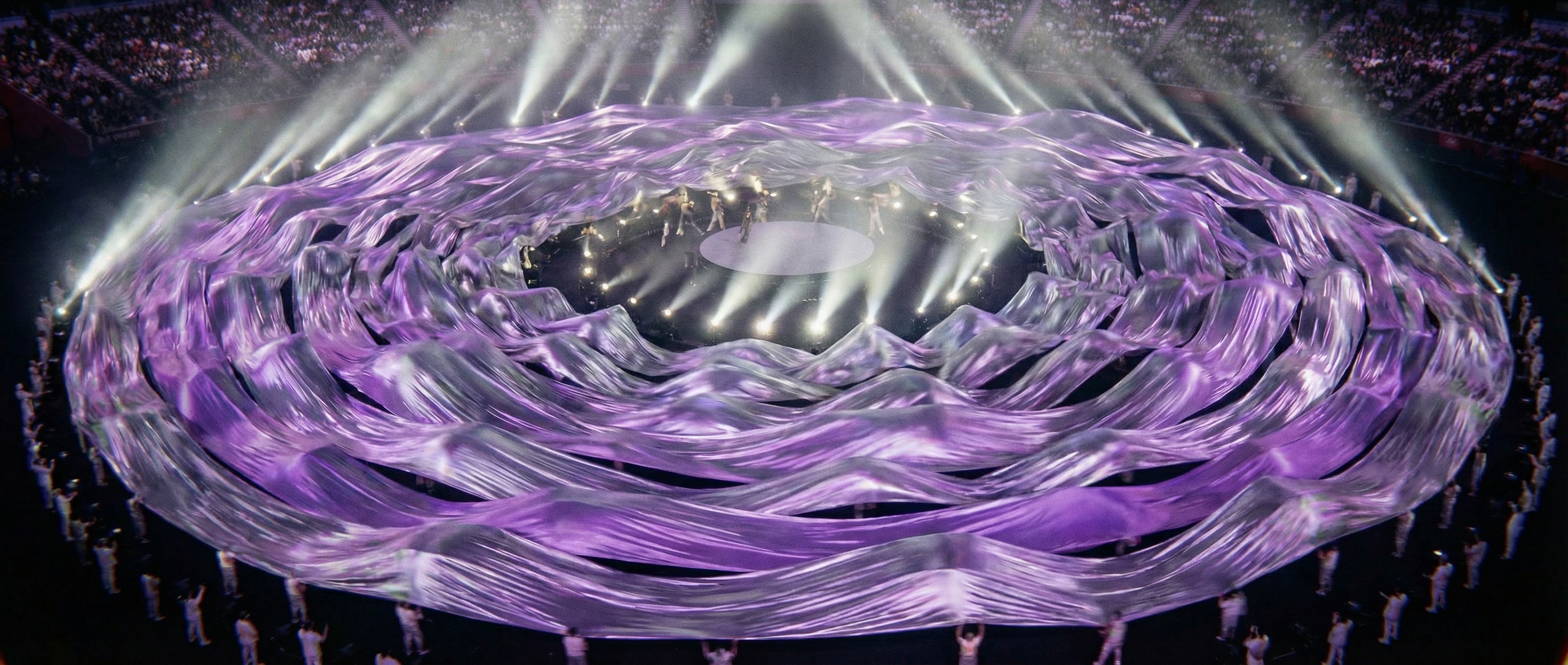 Olympic Opening Ceremony — Kinetic Landscape — event drapery installation detail 1