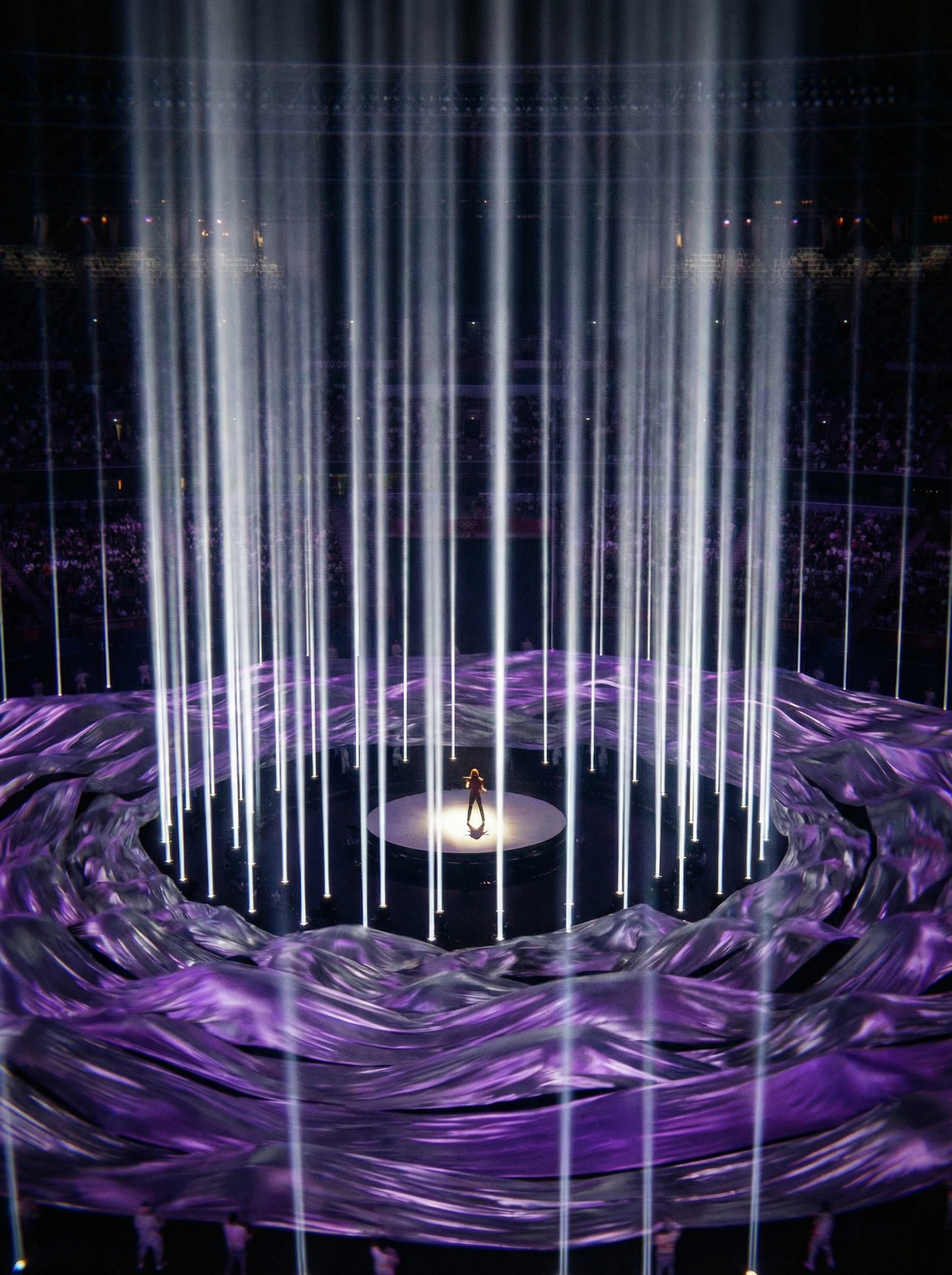 Olympic Opening Ceremony — Kinetic Landscape — event drapery installation detail 2