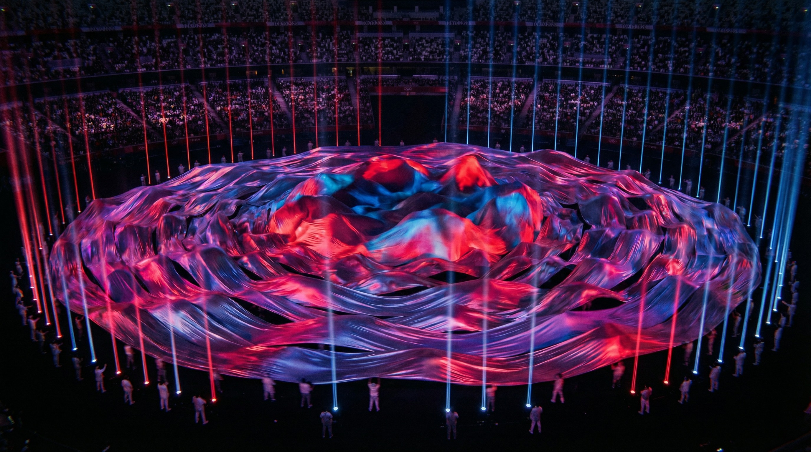 Olympic Opening Ceremony — Kinetic Landscape — event drapery installation detail 4