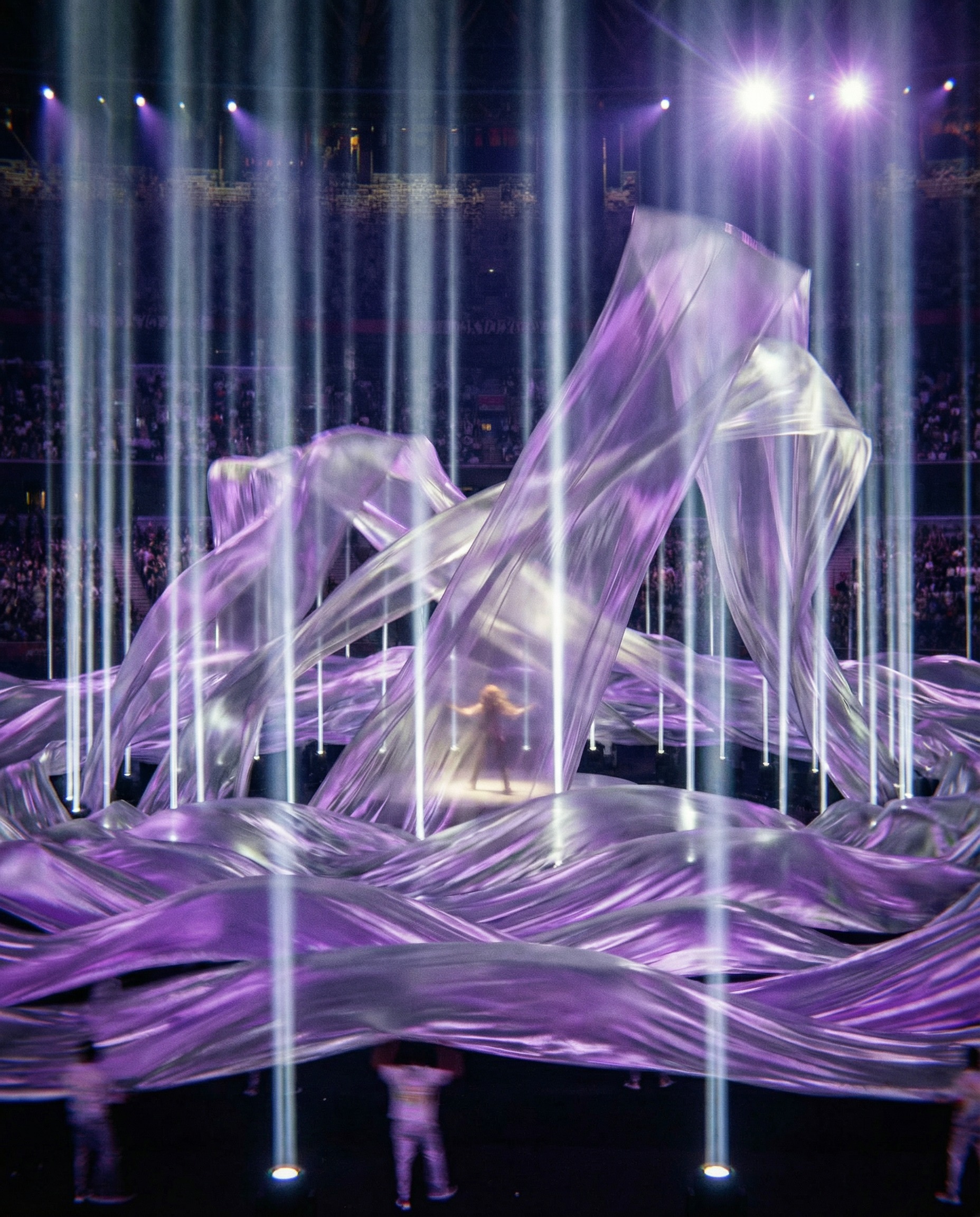 Olympic Opening Ceremony — Kinetic Landscape — event drapery installation detail 5