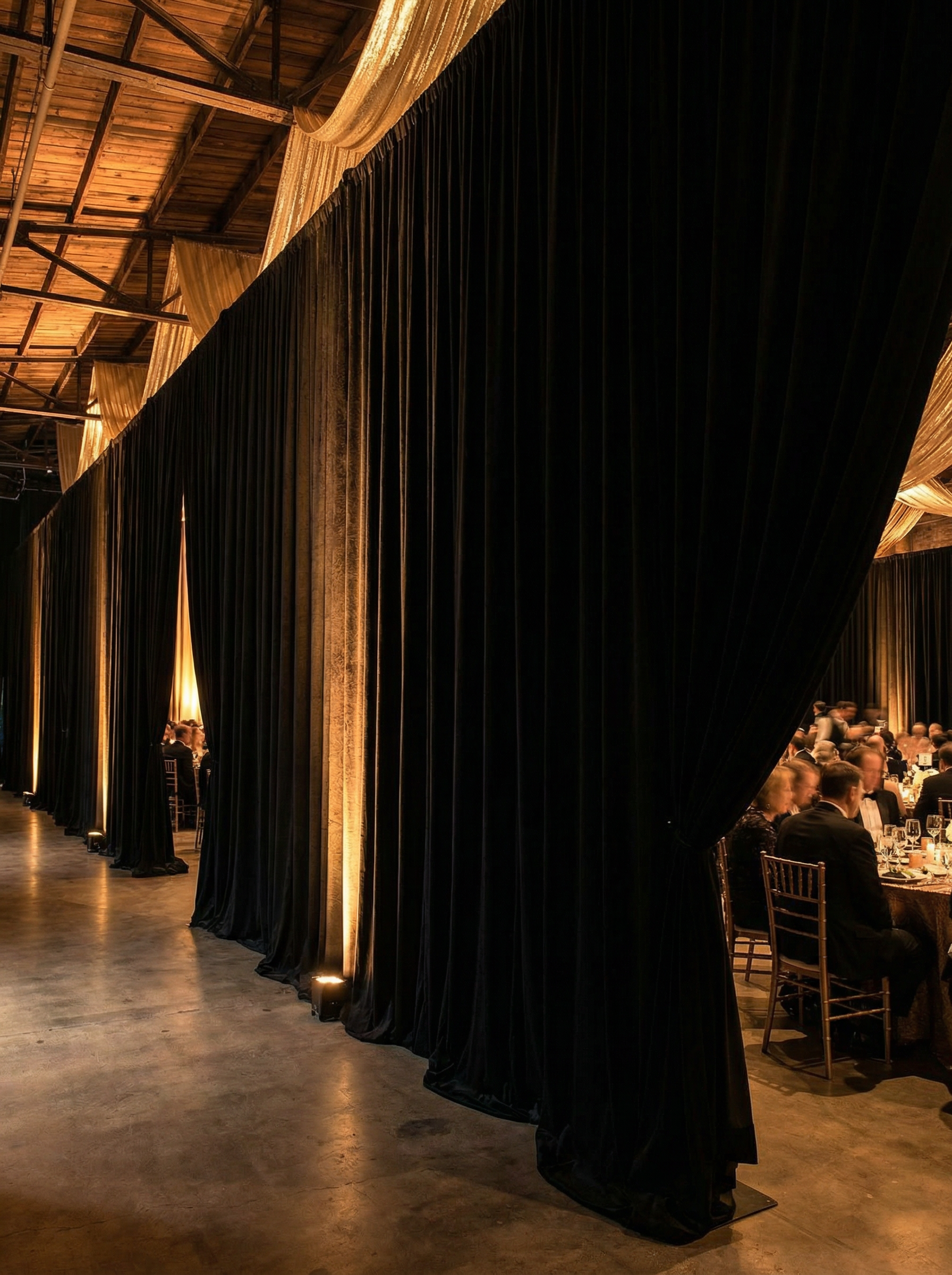 Oscar Night After Party — event drapery installation detail 4