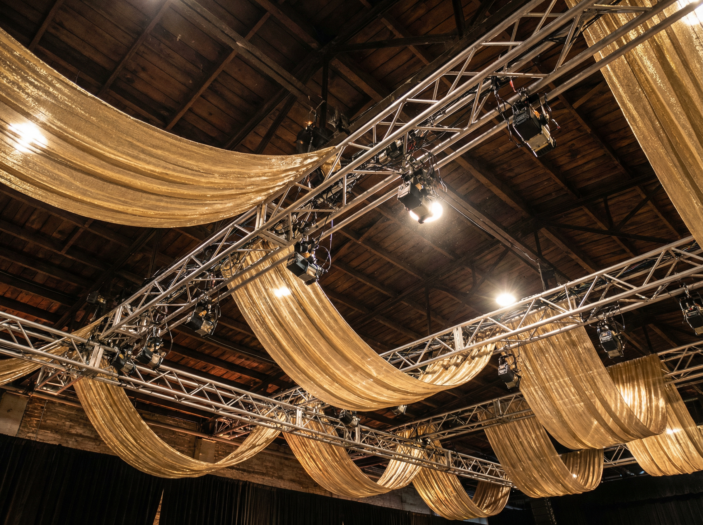 Oscar Night After Party — event drapery installation detail 3