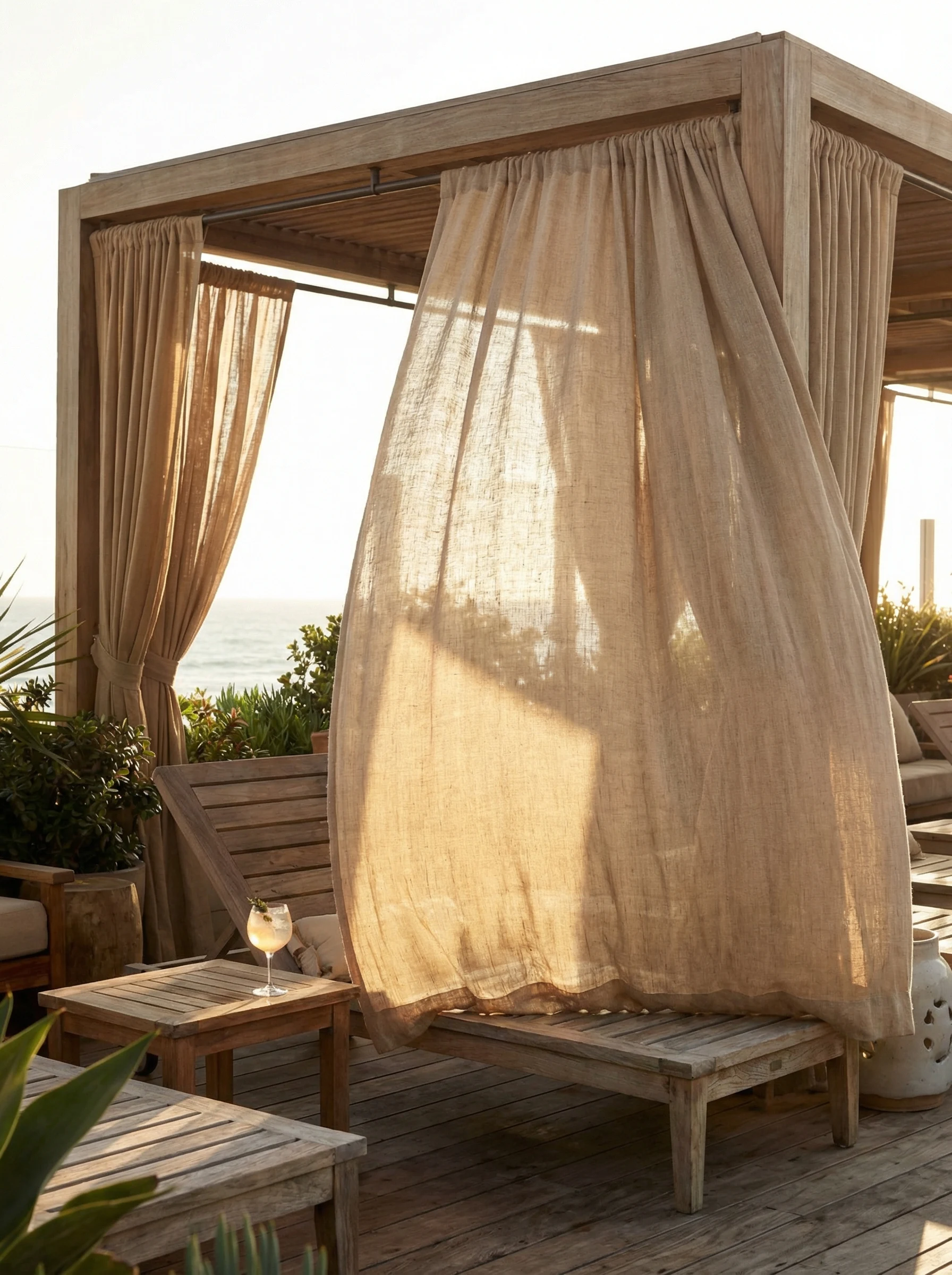 Soho House Malibu — hospitality drapery installation detail 6